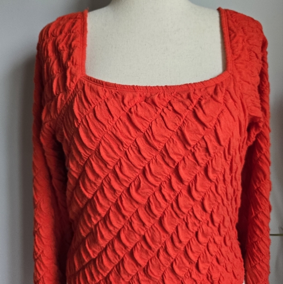 Anthropologie New Maeve Long Sleeve Modern Popcorn Crop Top Womens Size Large - Picture 5 of 12